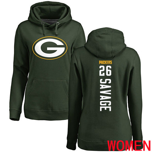 Green Bay Packers Green Women 26 Savage Darnell Backer Nike NFL Pullover Hoodie Sweatshirts